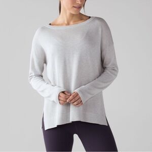 Lululemon Well Being Sweater Heathered Grey Size 8 Cashmere Blend Crew Neck